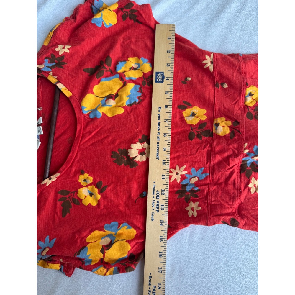 Toad & Co Red Floral Tie Wrap Dress Tencel Organic Cotton Medium pockets midi - Picture 7 of 8